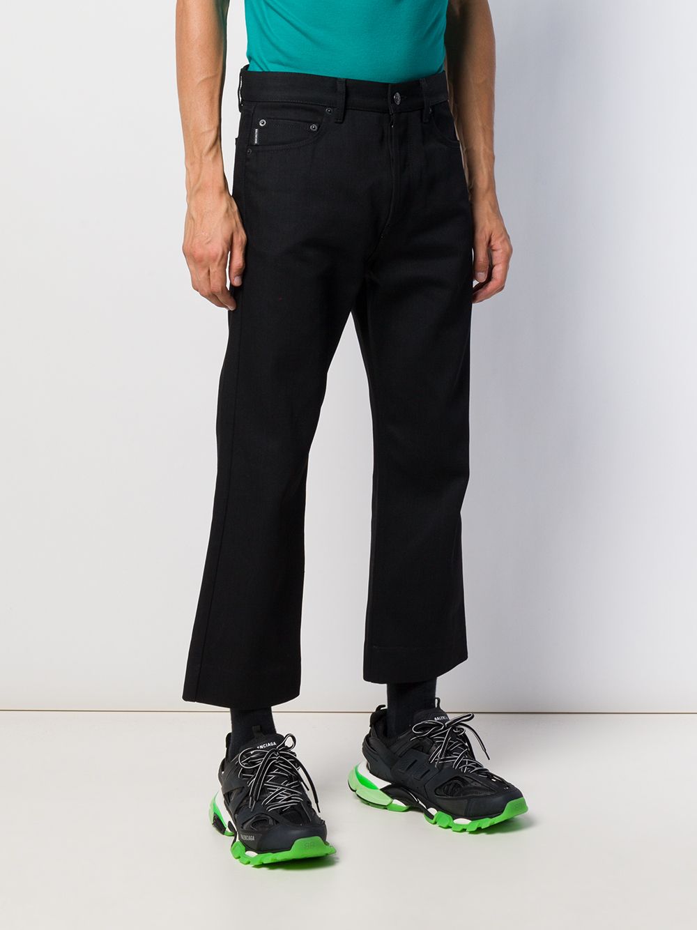 Shop Balenciaga Cropped Straight Leg Jeans In Black
