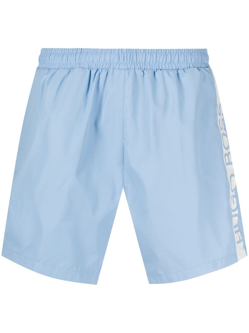 Hugo Boss Logo Lined Swimming Trunks In Blue