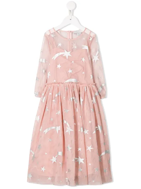 Stella Mccartney Pink Tulle Dress With Printed Stars In Pink
