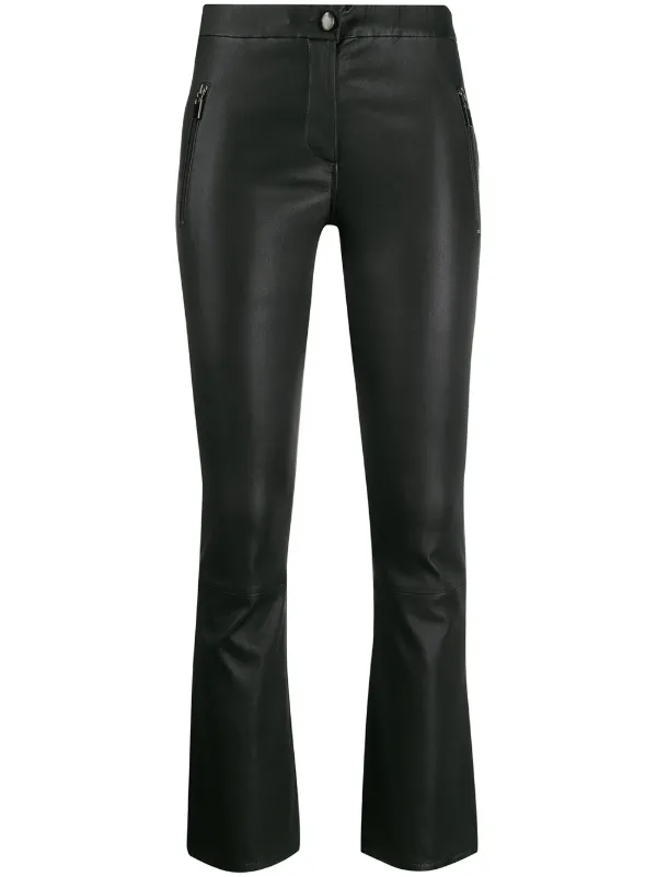 black cropped kick flare trousers