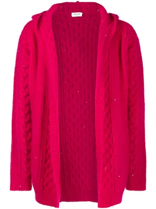 Shop pink Saint Laurent cable-knit 