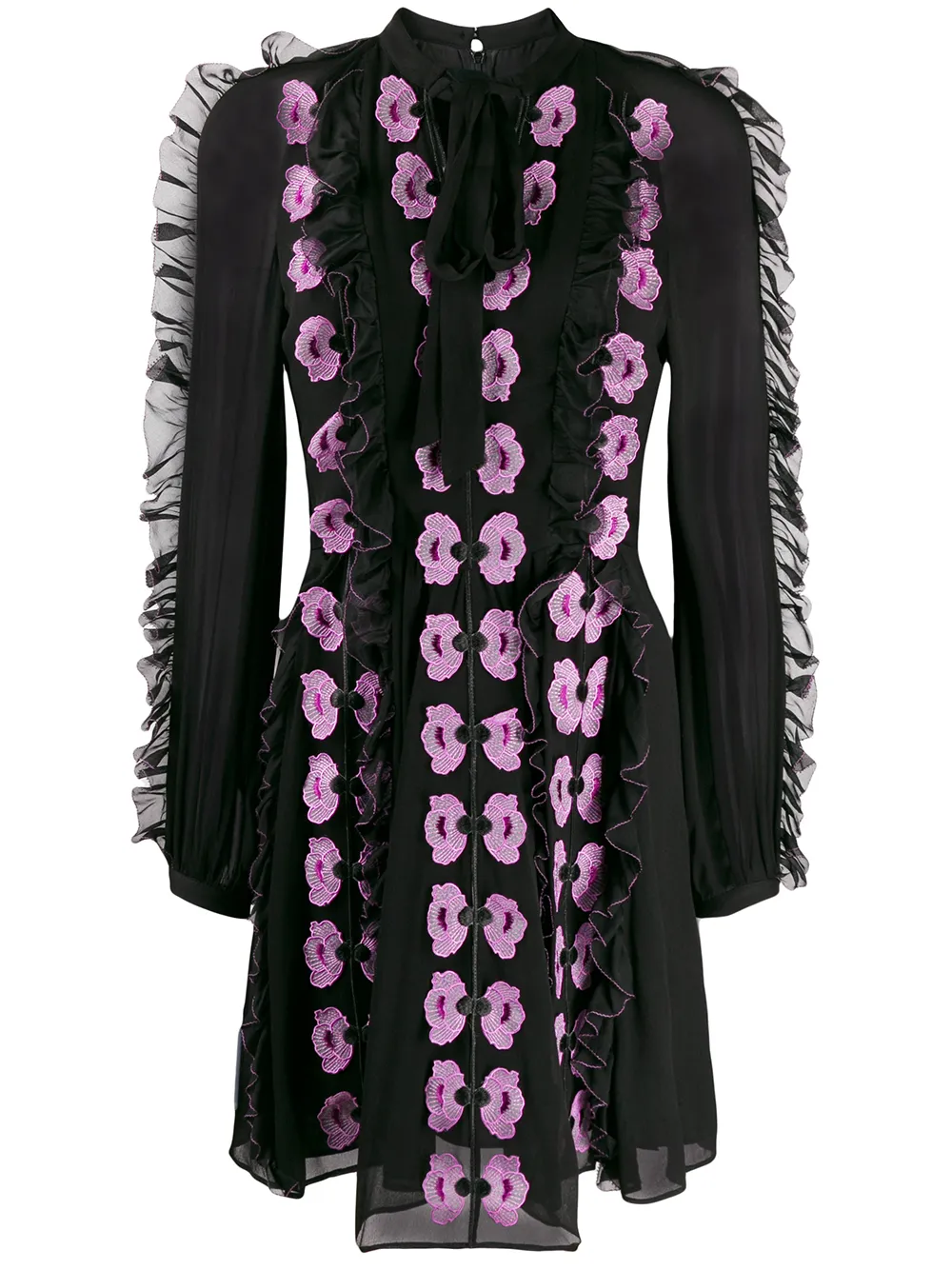 Temperley London Tie Neck Floral Appliqué Dress | Farfetch.com