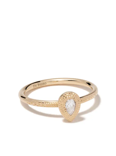 De Beers Jewellers خاتم 'تاليسمان' ألماس على شكل كمثرى ذهب أصفر عيار 18