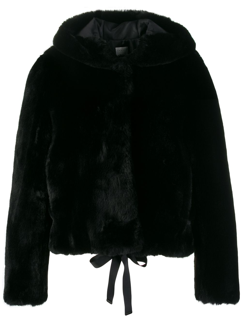 black faux fur hooded jacket