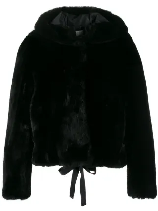 sandro faux fur hooded jacket