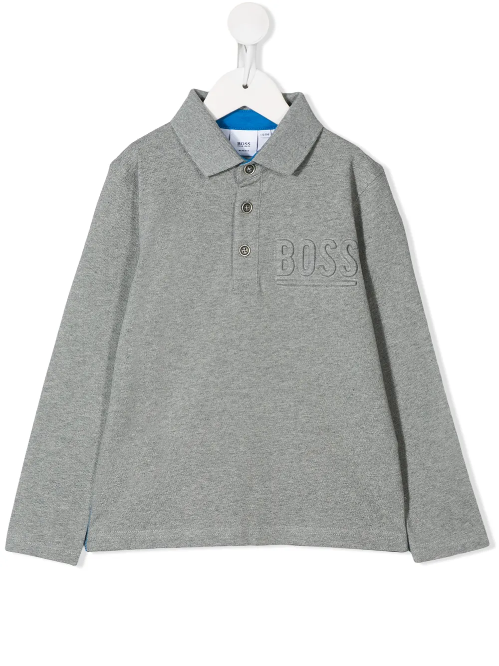 Hugo Boss Kids' Embossed Logo Polo Shirt In Grey