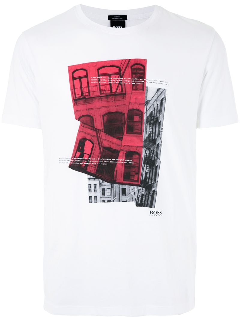 Hugo Boss Photographic-print Cotton T-shirt In White