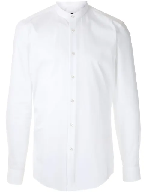 BOSS Camisa lisa com gola padre