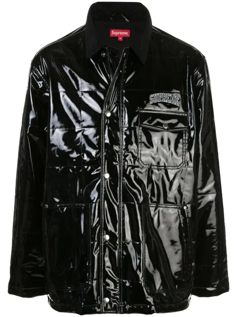 supreme quilted patent vinyl work jacket