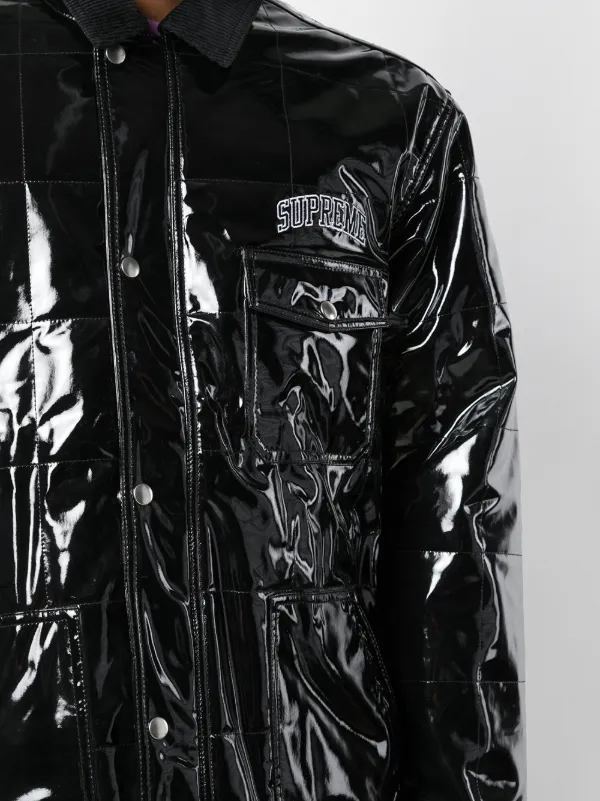 supreme quilted patent vinyl work jacket