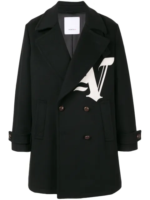 Ports V double buttoned logo coat