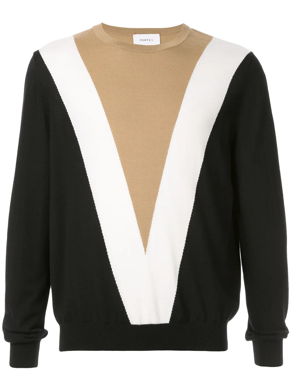 Ports V colour block sweater | Black | Image 1