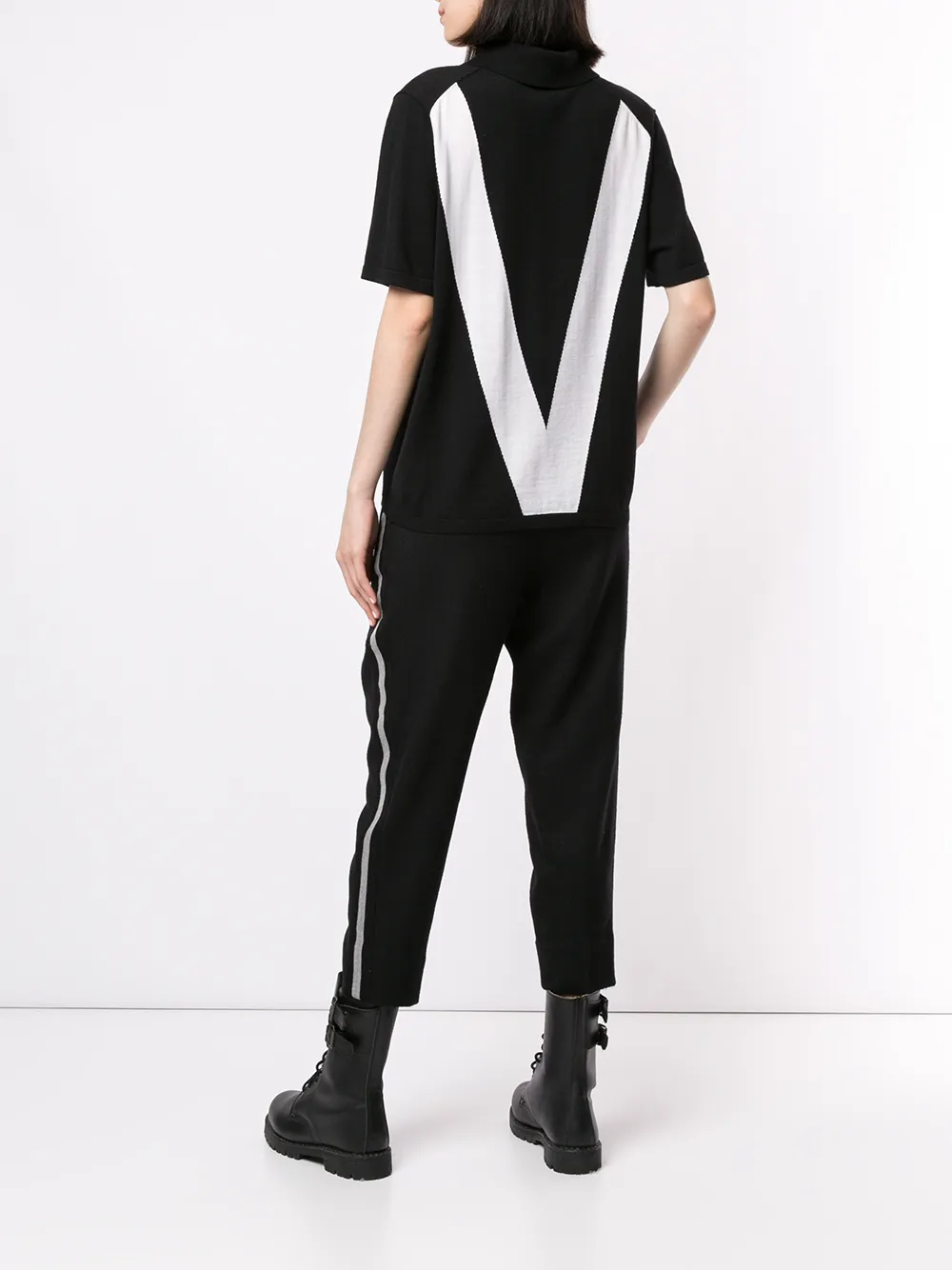 Ports V Gebreid poloshirt Zwart