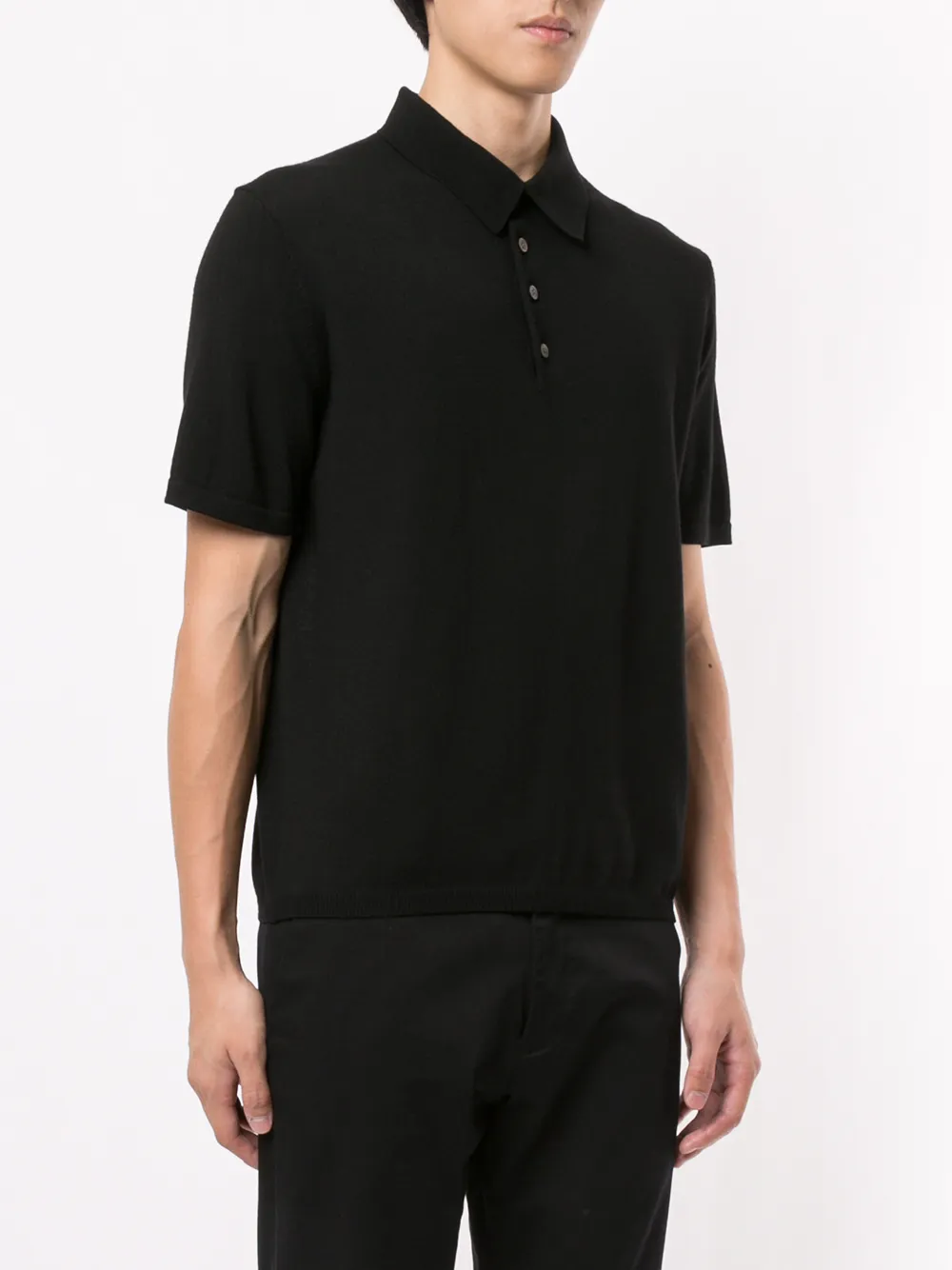 Ports V Gebreid poloshirt Zwart