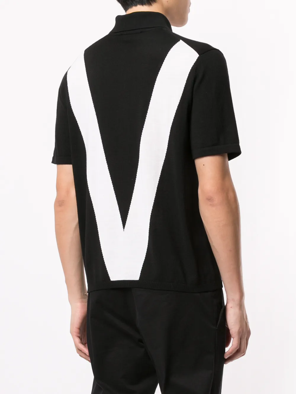 Ports V Gebreid poloshirt Zwart