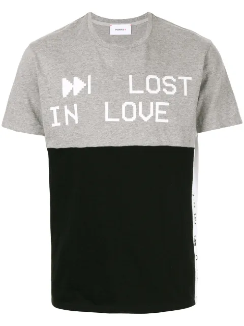 Ports V colour-block slogan T-shirt