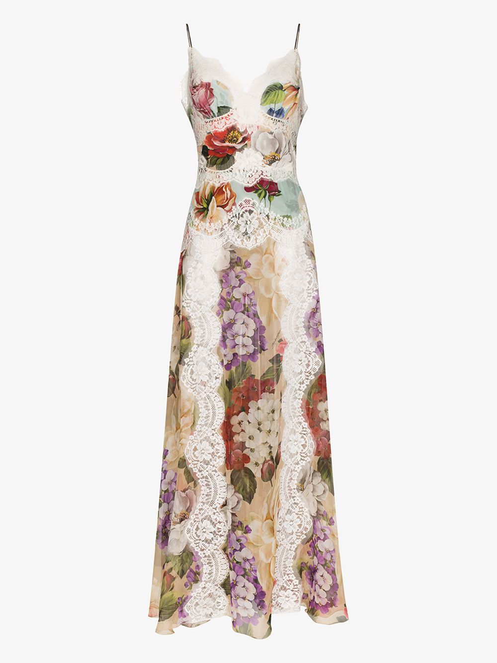 DOLCE & GABBANA DOLCE & GABBANA FLORAL LACE CHIFFON SLIP MAXI DRESS,F6H5ATGDS3914473622