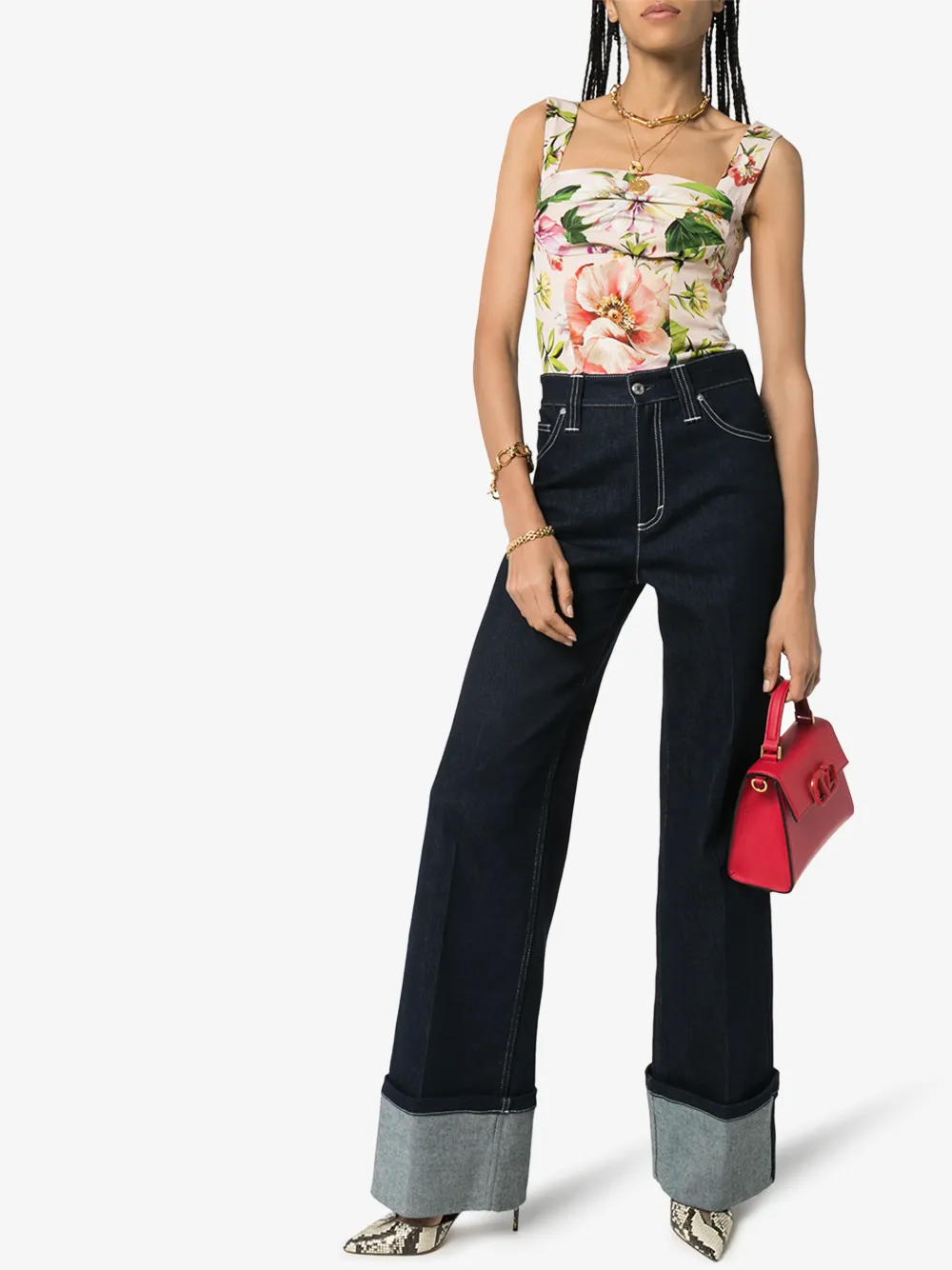 DOLCE & GABBANA BLOOM PRINT SILK BLEND TOP,F74F5TFSAZK14473652