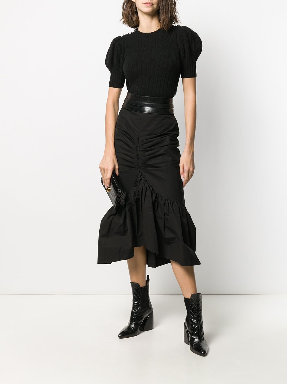 Alexander McQueen Top met pofmouwen - Zwart