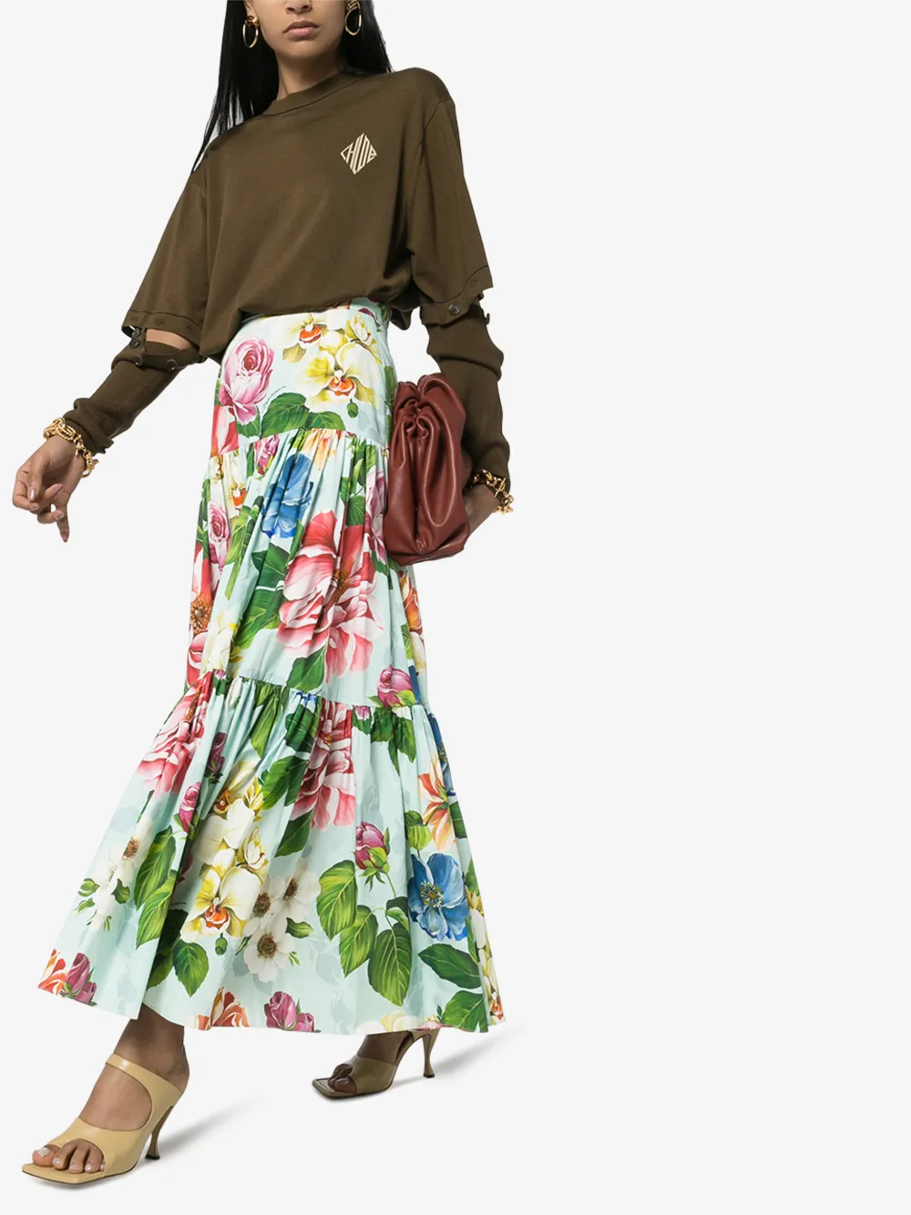 DOLCE & GABBANA MAXIROCK MIT BLUMEN-PRINT,F4A8QTHS5GB14473820