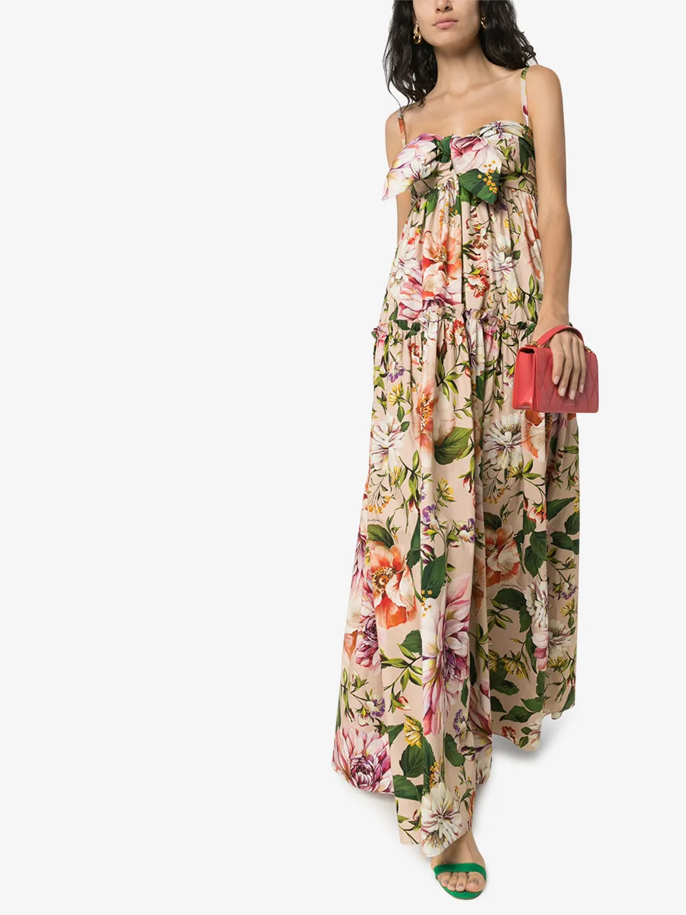 DOLCE & GABBANA TIE FRONT FLORAL MAXI DRESS,F6H7HTHS5F814473822