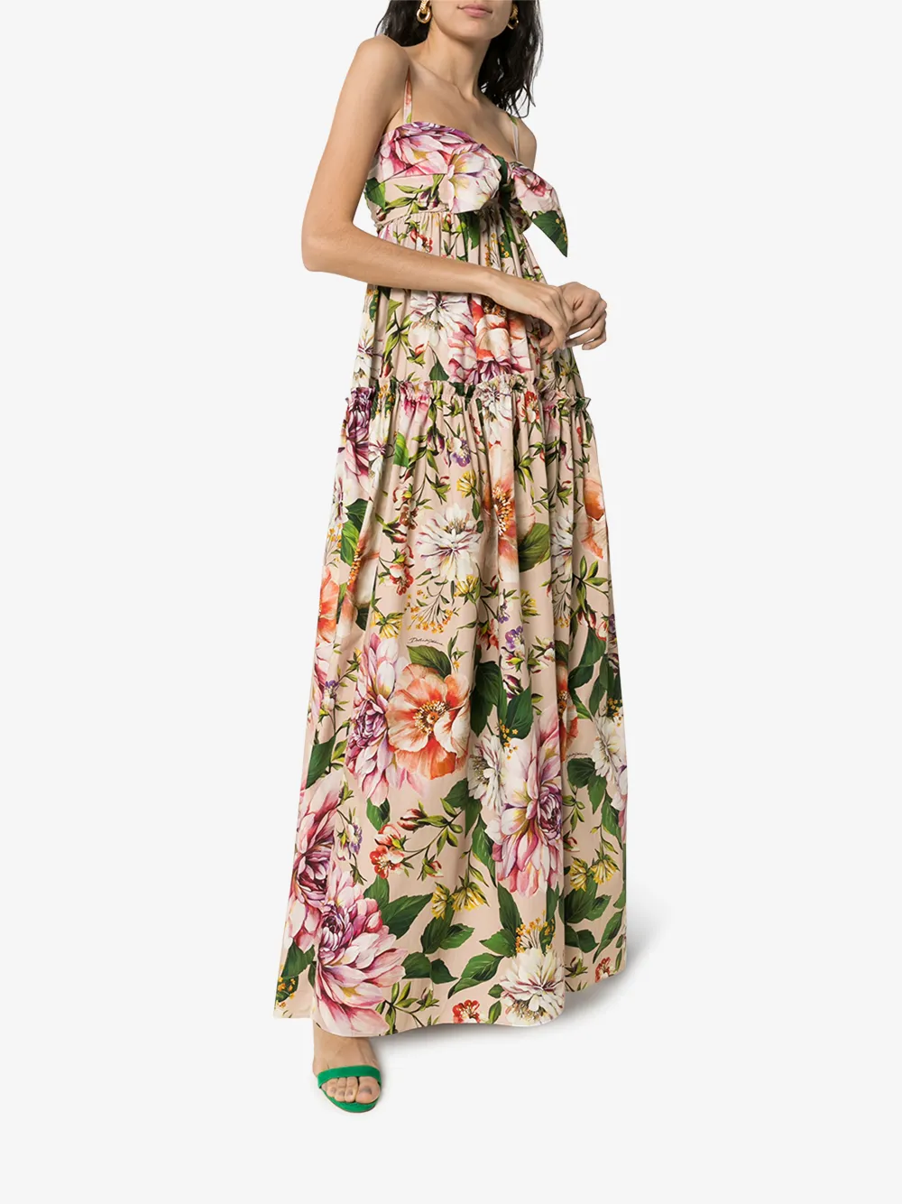 DOLCE & GABBANA TIE FRONT FLORAL MAXI DRESS,F6H7HTHS5F814473822