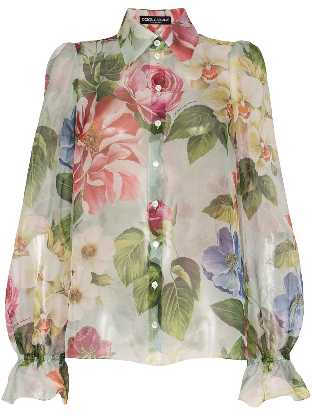 floral print organza blouse