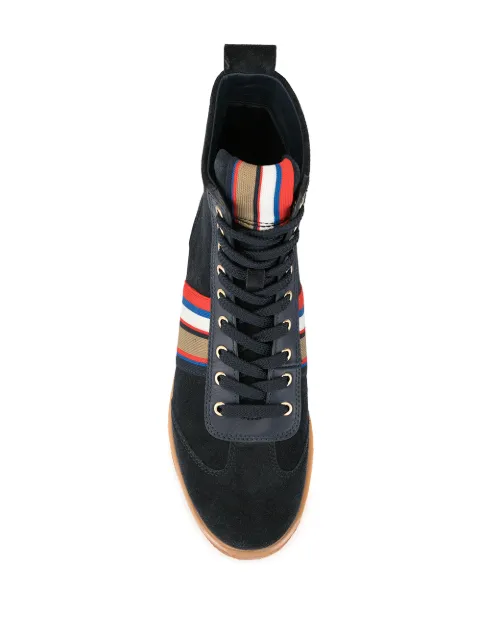 TORY BURCH STRIPED ANKLE PLATFORM BOOTS