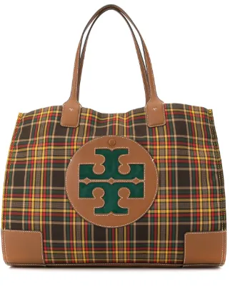 tory burch plaid tote
