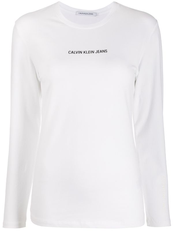 calvin klein white long sleeve shirt