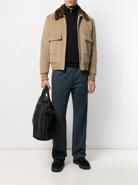 FENDI LOGO COLLAR BOMBER JACKET
