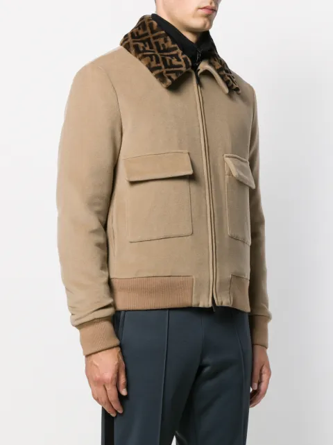 FENDI LOGO COLLAR BOMBER JACKET