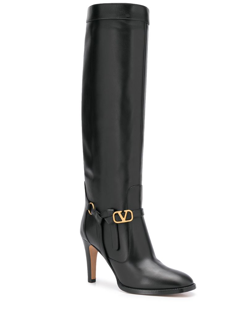 Shop Valentino Vlogo Boots In Black