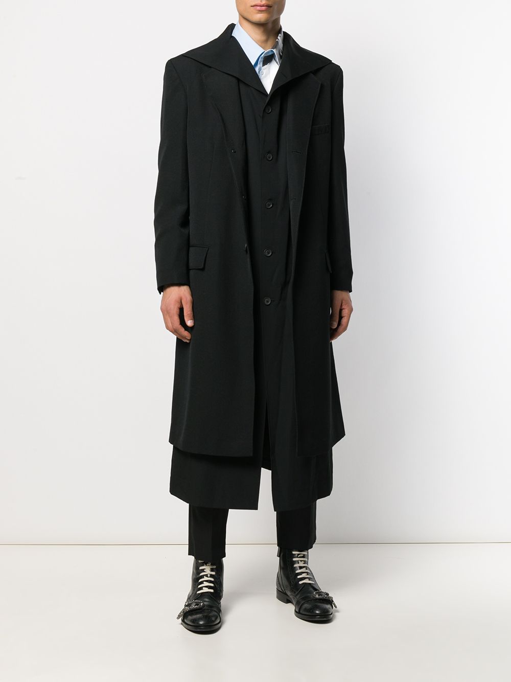 фото Yohji yamamoto однобортное многослойное пальто