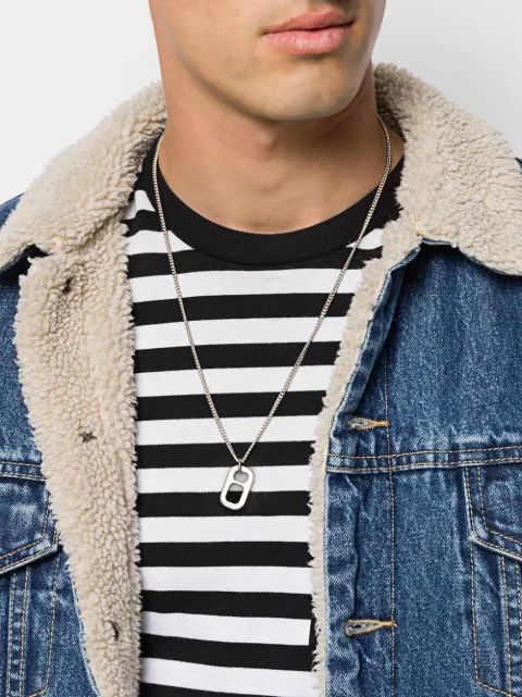 A P C Logo Dog Tag Necklace Farfetch Com