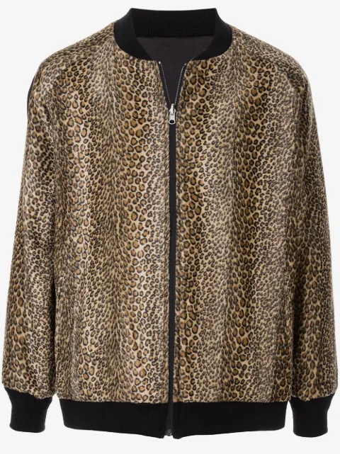 Needles leopard-print velour bomber jacket