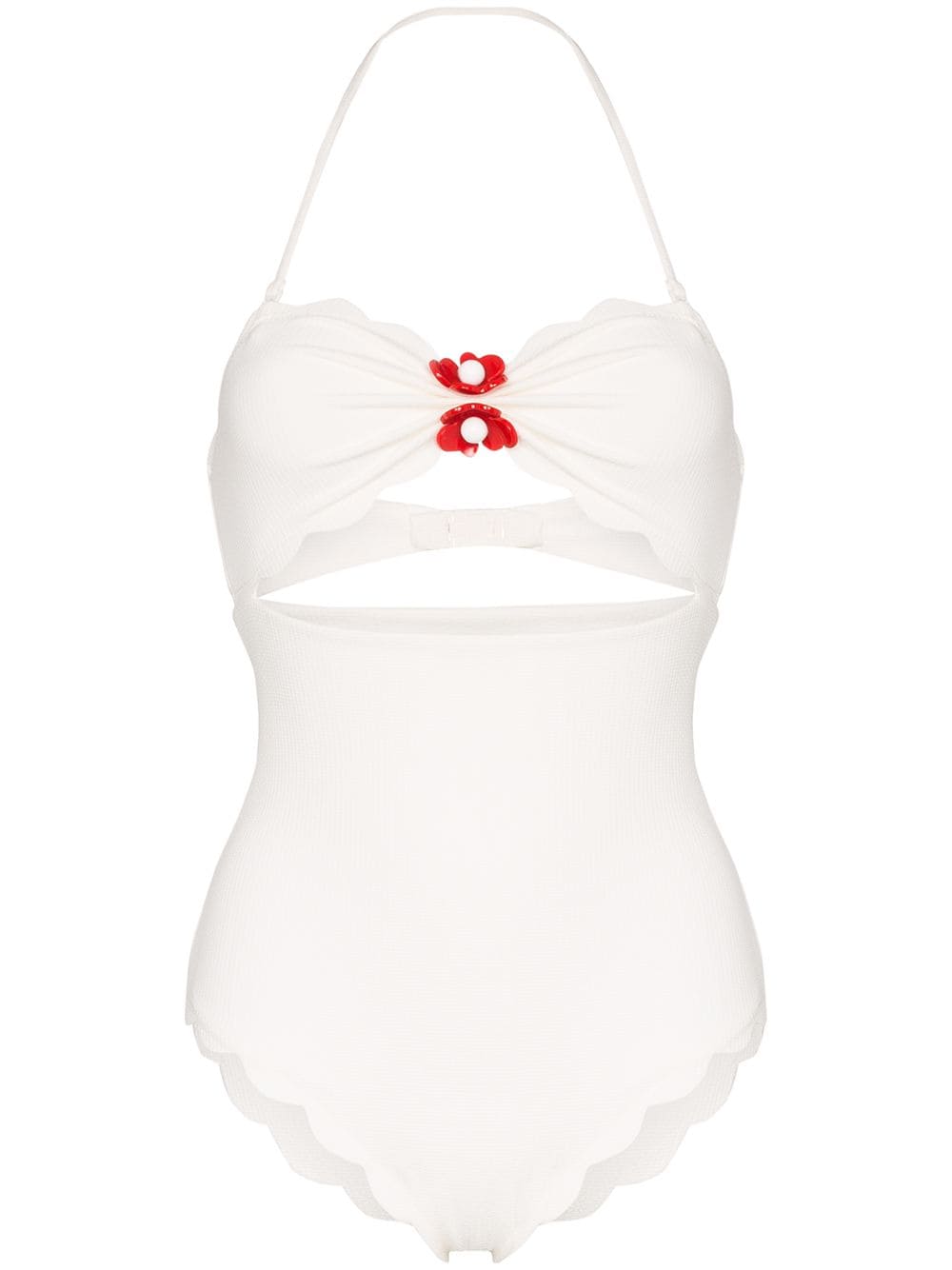 Shop Marysia Antibes Flower Cutout Halter Swimsuit In White