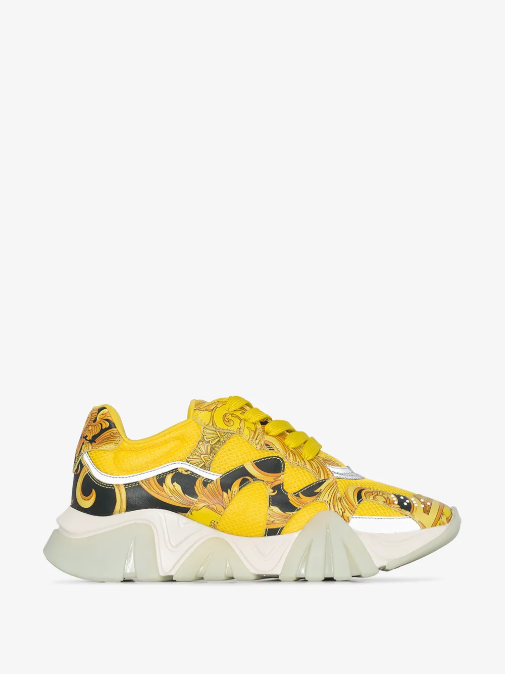 VERSACE VERSACE YELLOW SQUALO BAROQUE PRINT SNEAKERS,DST113GD16TV14478841