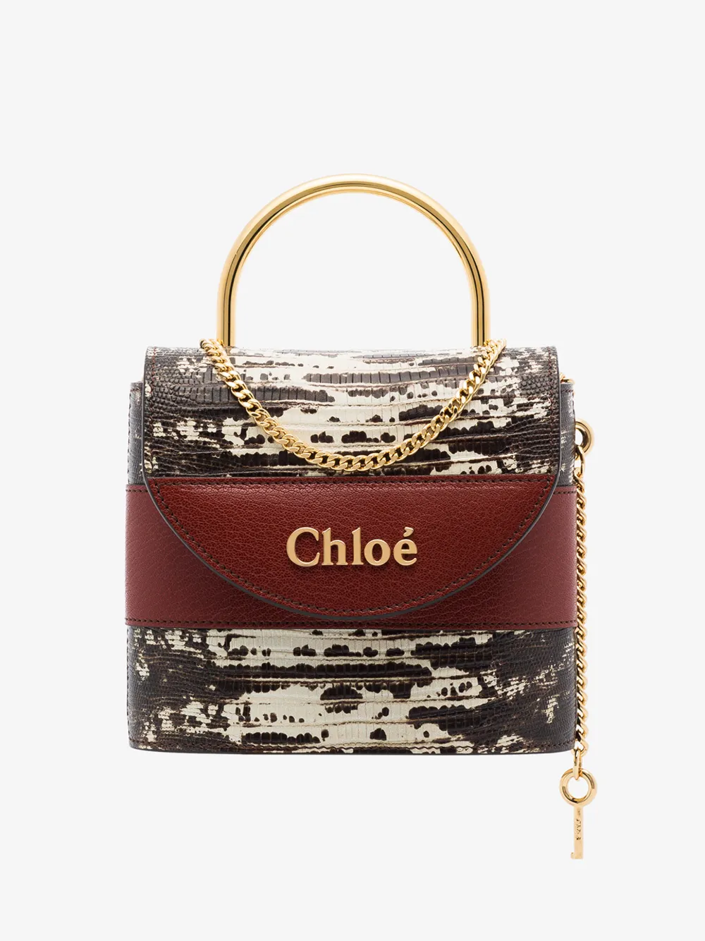 Chloé Totes CHLOÉ BROWN ABYLOCK LIZARD LEATHER TOTE