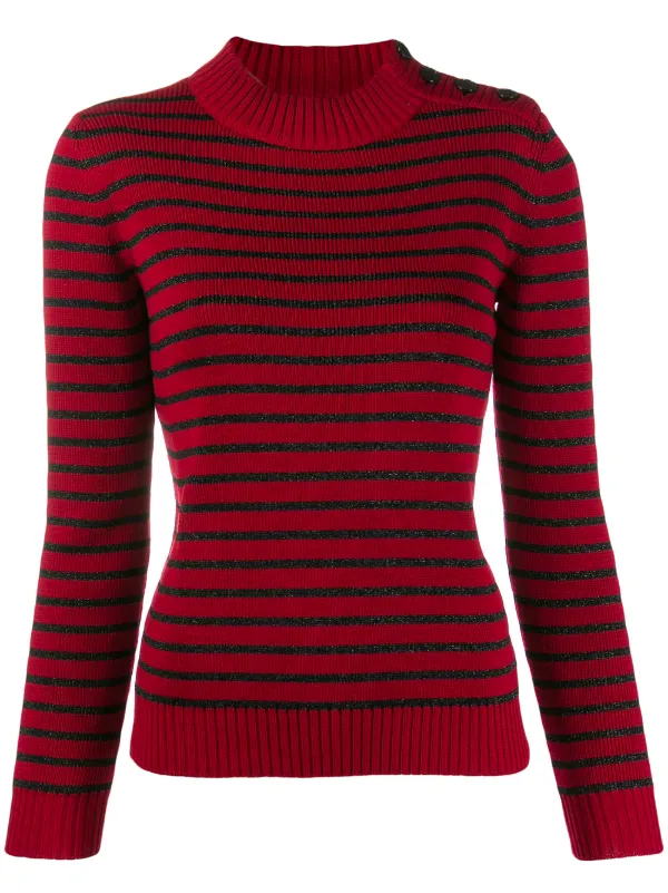 Saint Laurent Striped Knitted Jumper in Red
