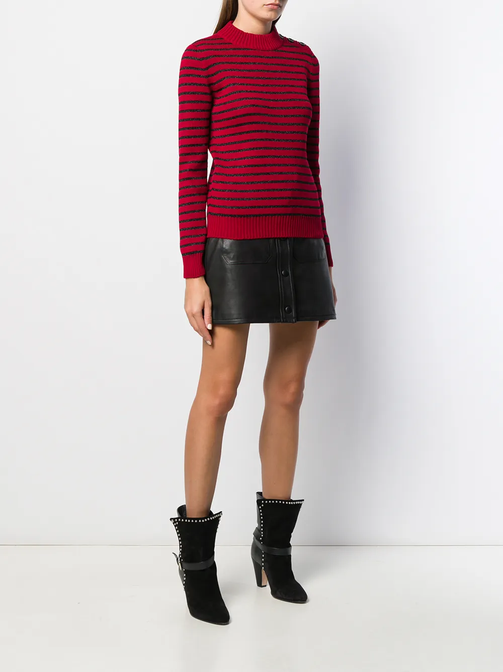  Saint Laurent Striped Knitted Jumper - Red 
