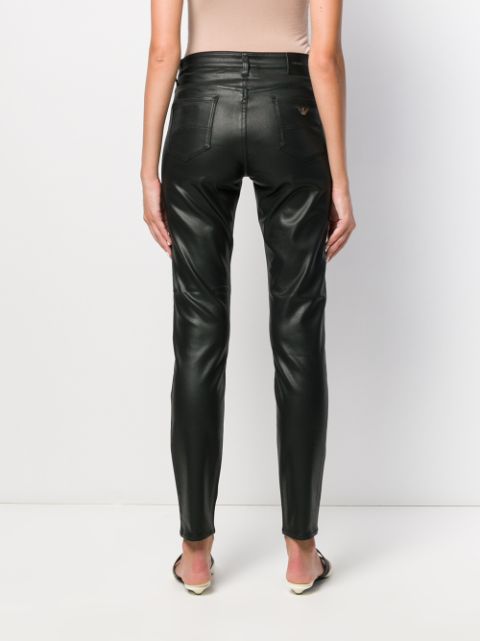 Emporio Armani faux-leather Skinny Trousers - Farfetch