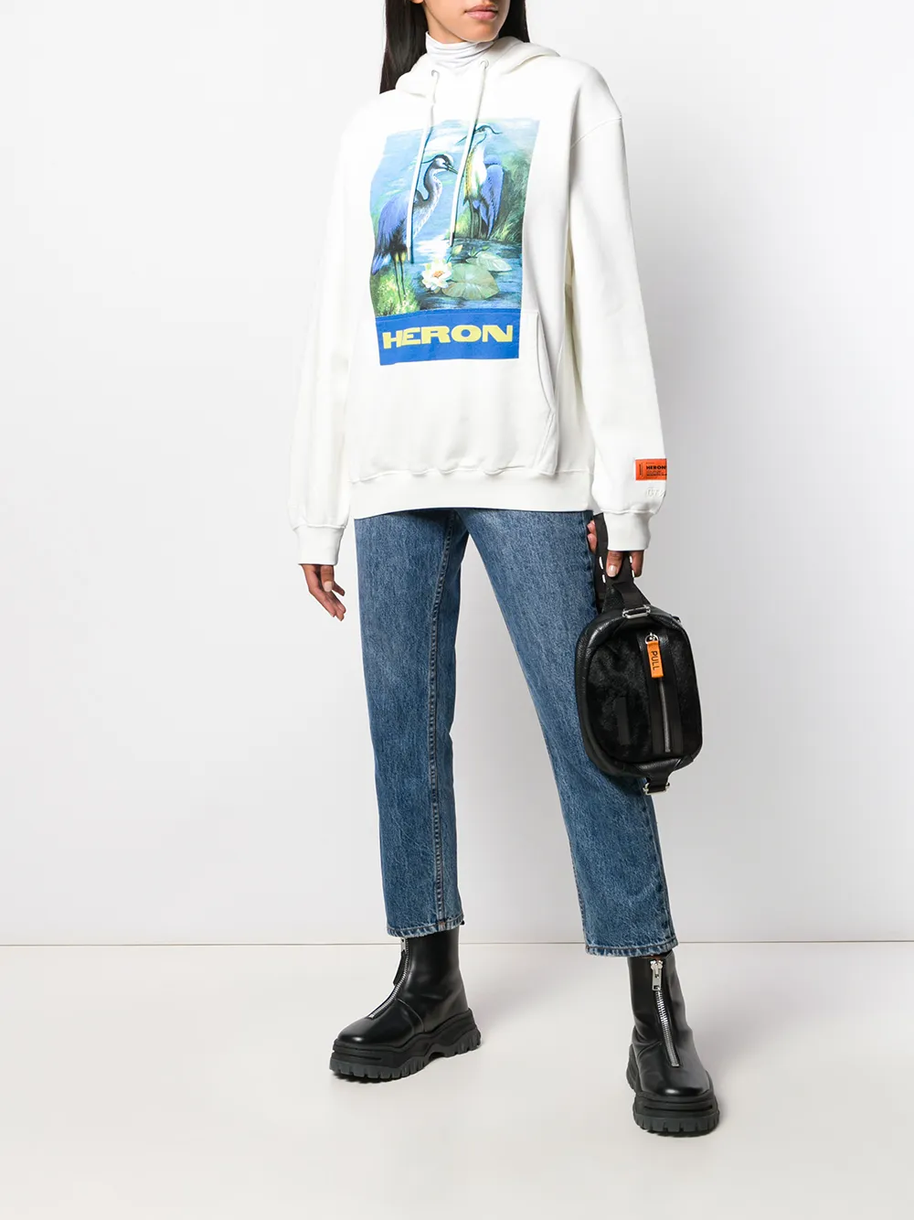  Heron Preston Kapuzenpullover Mit Logo Print   Weiß 