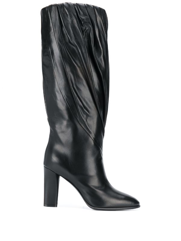 Givenchy black pleated calf high boots 