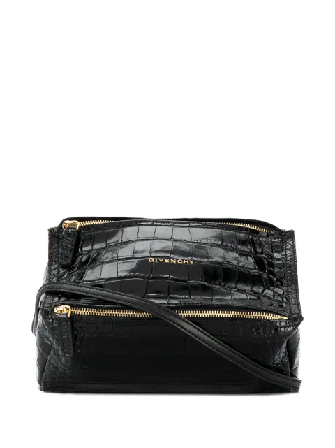 Click to view more detailed imagery on our partner's website Givenchy Mini Pandora Croc Embossed Leather Shoulder Bag - Black In 001 Black