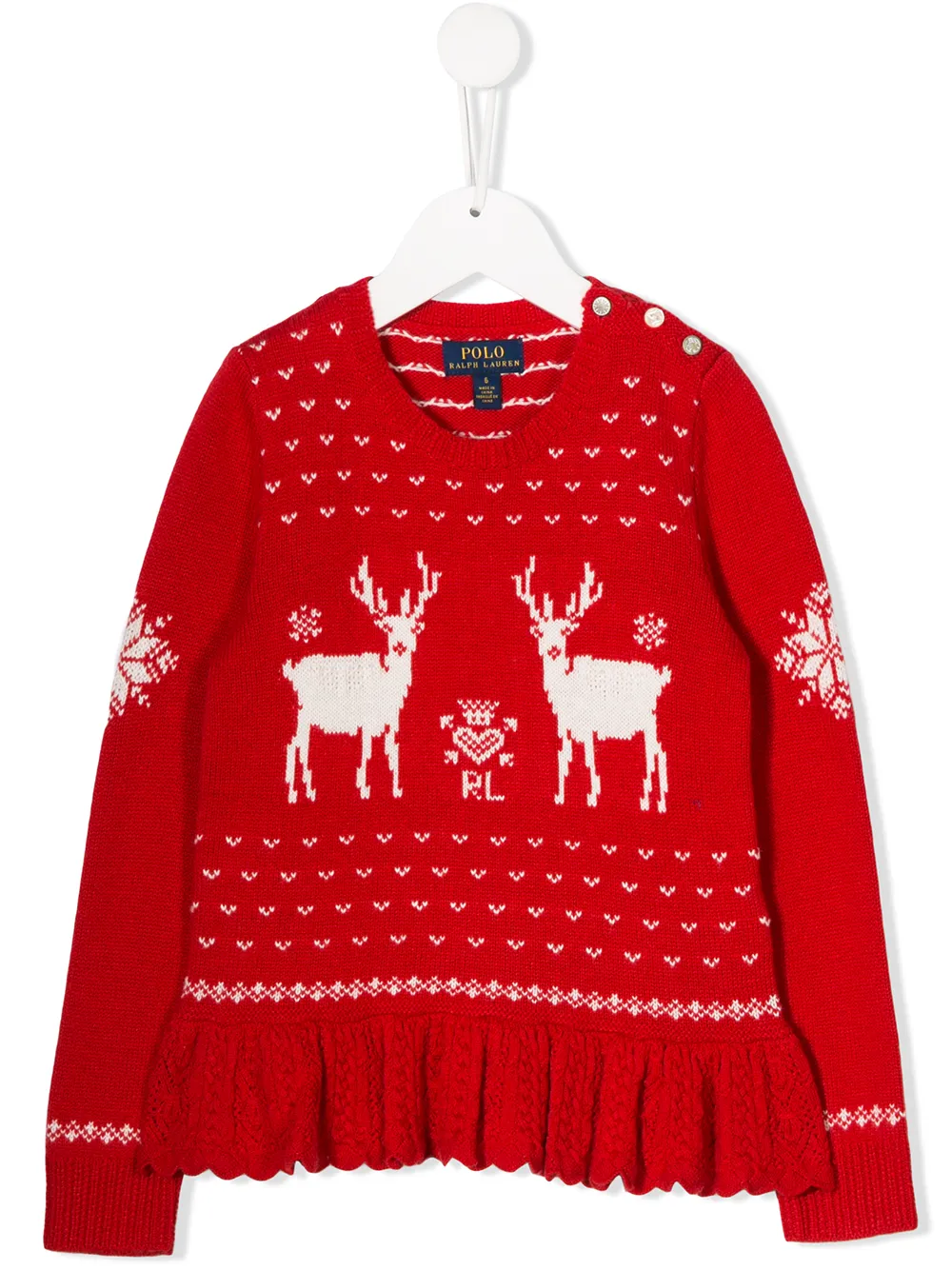 POLO RALPH LAUREN KIDS pull en maille intarsia - Rouge POLO RALPH LAUREN KIDS pull en maille intarsia - Rouge