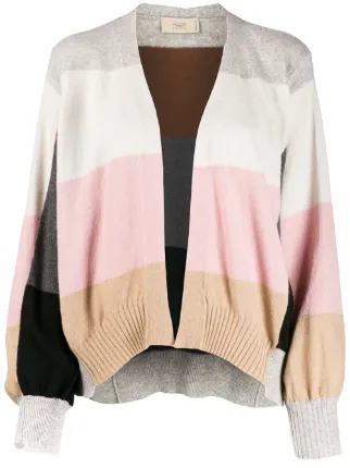 pink and black striped cardigan