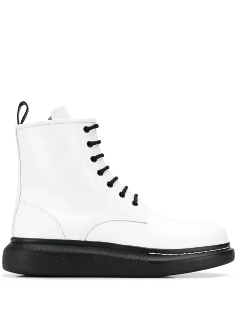 Alexander Mcqueen White Leather Ankle Boots