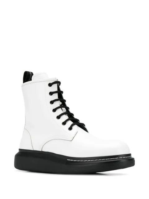 Alexander Mcqueen White Leather Ankle Boots