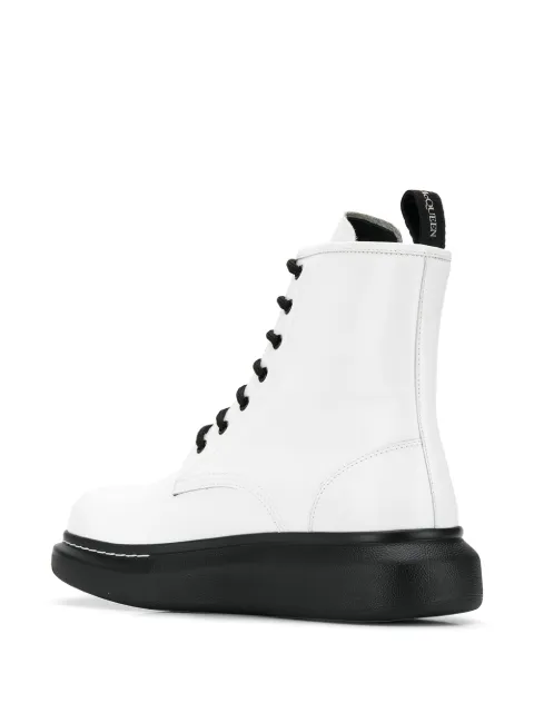 Alexander Mcqueen White Leather Ankle Boots